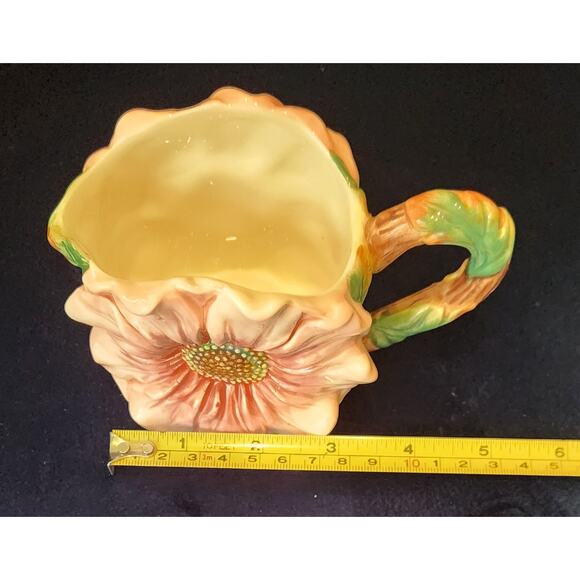 A Corner Ruby Collection Pink Daisy Ceramic Pitcher 2.5 in deep x 3 x 3 inches - Picture 7 of 9